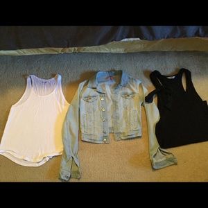 Denim jacket with two sleeveless tank